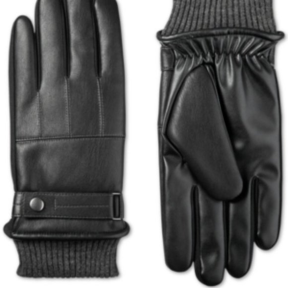 Isotoner Signature Faux-Leather Knit-Cuff Gloves - Picture 1 of 5